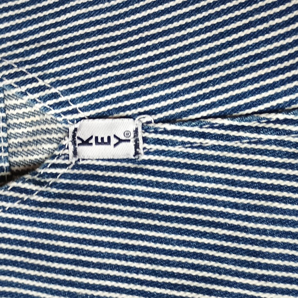 Key Bib Overalls Blue White Stripe Denim Railroad Conductor Farmer 18M - Picture 9 of 10